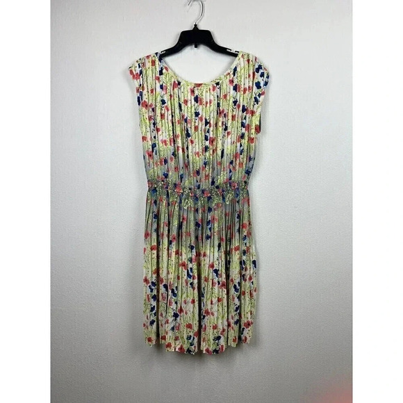 Baraschi Women Green Casual Pleated Floral Dress M anthropologie - Picture 5 of 5